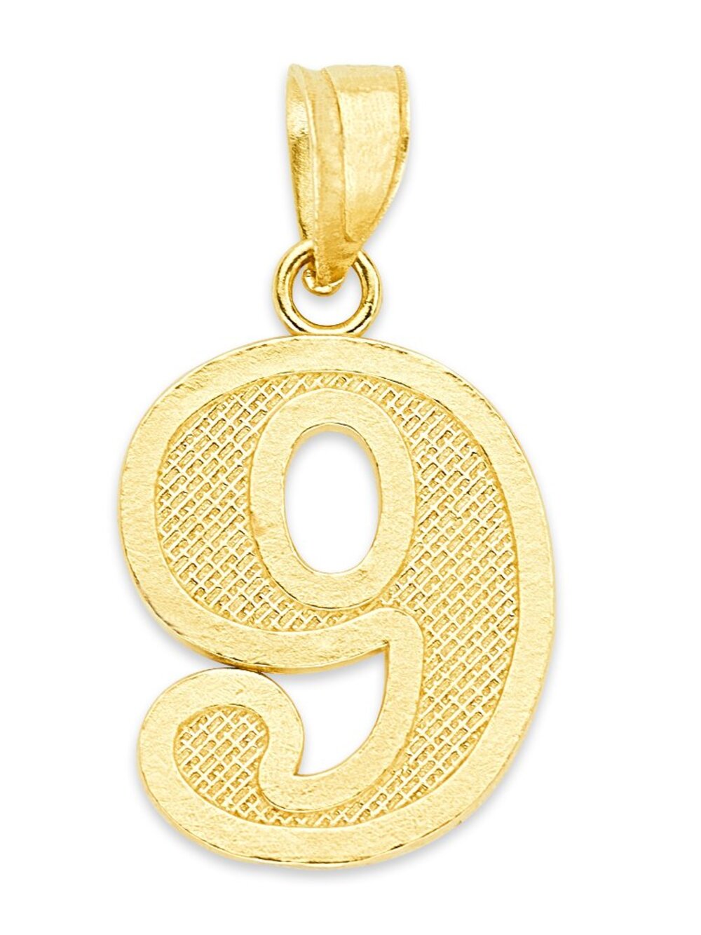 Solid 10k Gold Number 9 Pendant - Lucky Number Jewelry Gifts for Athletes